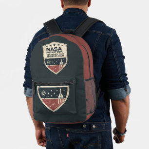 NASA Rocket Dept Tested by Time Proven by Stars Printed Backpack