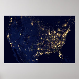 NASA Satellite Infrared Composite Of The USA- 2012 Poster