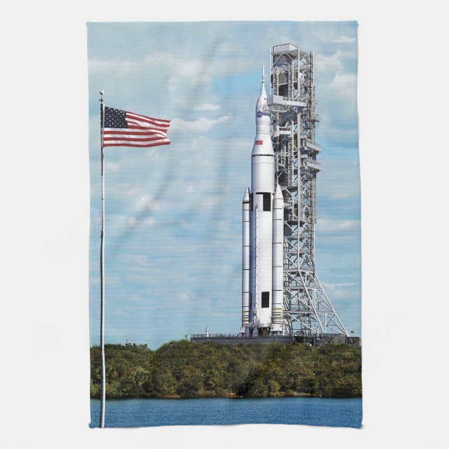 NASA SLS Space Launch System Rocket Launchpad Kitchen Towel (Vertical)