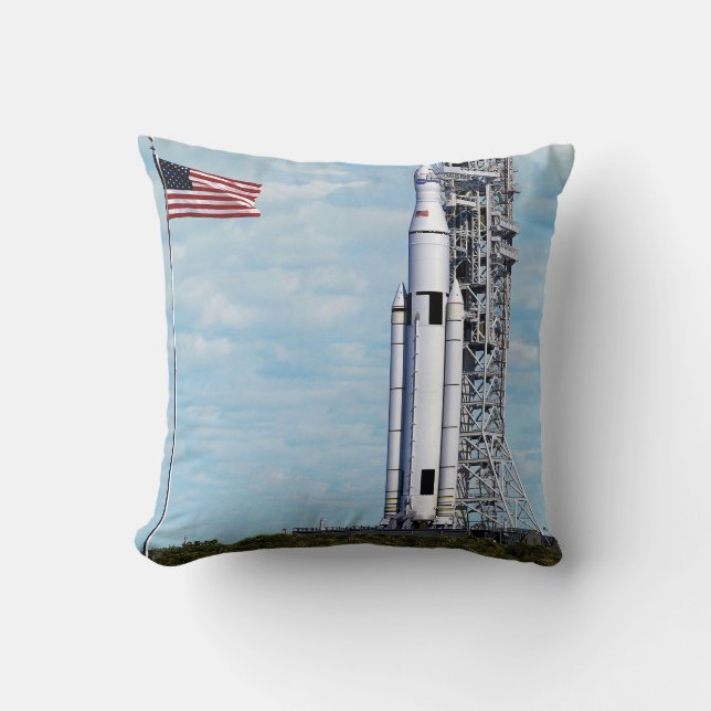NASA SLS Space Launch System Rocket Launchpad Throw Pillow (Front)