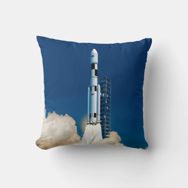 NASA SLS Space Launch System Rocket Liftoff Throw Pillow (Front)