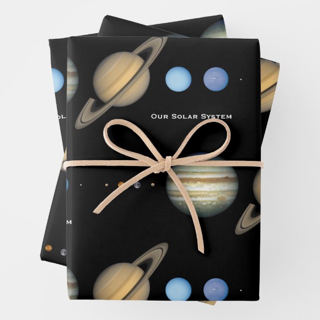 NASA Solar System Planet Sizes Chart Wrapping Paper Sheet (In situ)