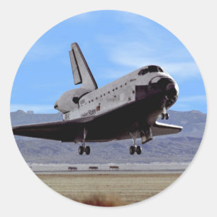 NASA Space Shuttle Atlantis Landing Edwards AFB Classic Round Sticker