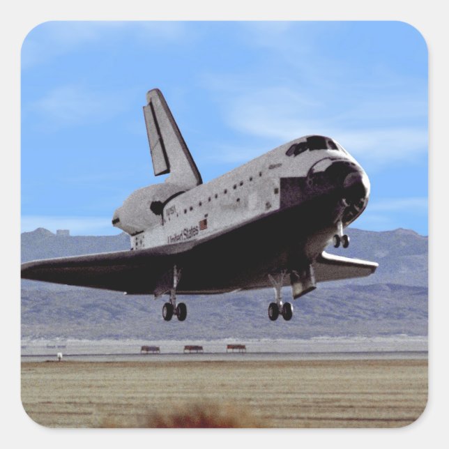 NASA Space Shuttle Atlantis Landing Edwards AFB Square Sticker (Front)