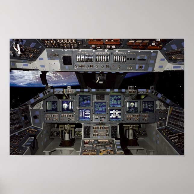 NASA Space Shuttle Cockpit Earth Orbit Window View Poster (Front)