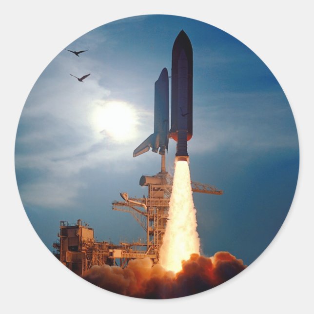 NASA Space Shuttle Discovery Launch STS-64 Classic Round Sticker (Front)