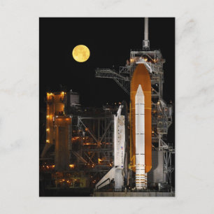 NASA Space Shuttle Discovery under a full moon Postcard