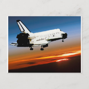 NASA SPACE SHUTTLE FLYING INTO COCOA BEACH POSTCARD