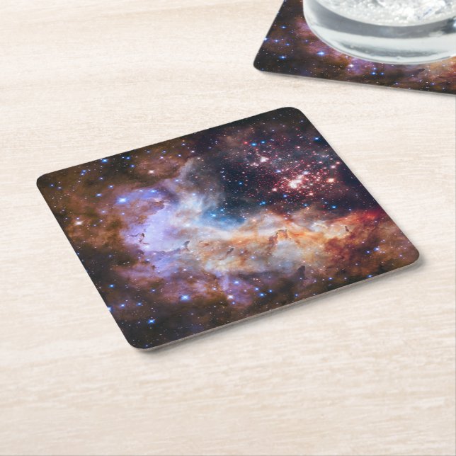 NASA Star Cluster Celestial  Square Paper Coaster (Angled)