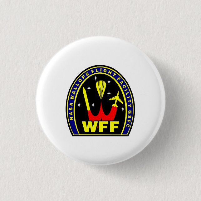 Nasa Wallops Flight Facility Insignia  1 Inch Round Button (Front)