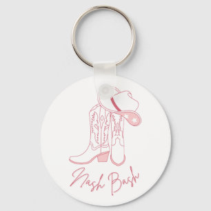 Nash Bach Bachelorette Design Pink Cowboy Boots Keychain