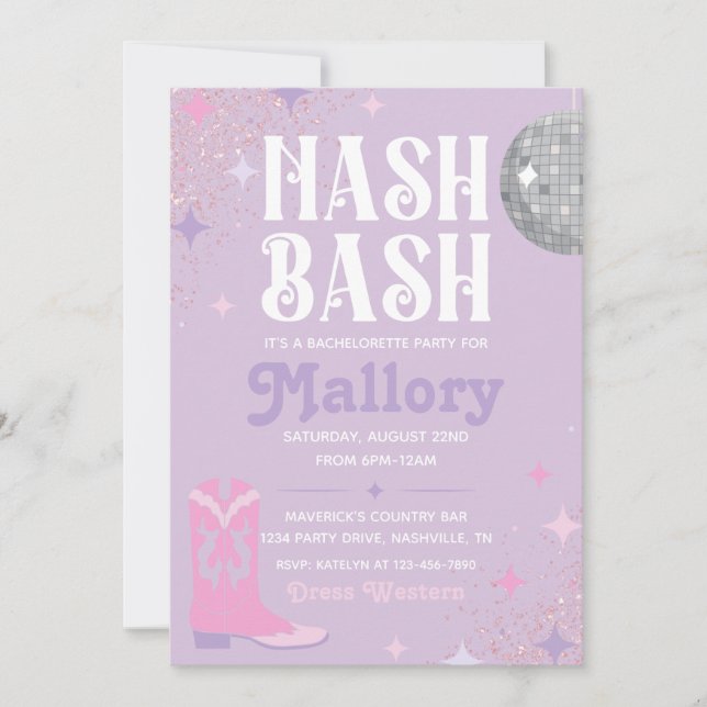 Nash Bash Bachelorette Party | Nash Bash Invite (Front)