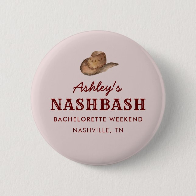 Nash Bash Nashville Bachelorette Party Weekend 2 Inch Round Button (Front)