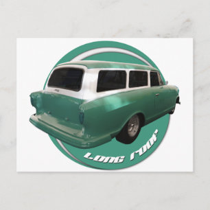 nash long roof seafoam station wagon hot rod postcard