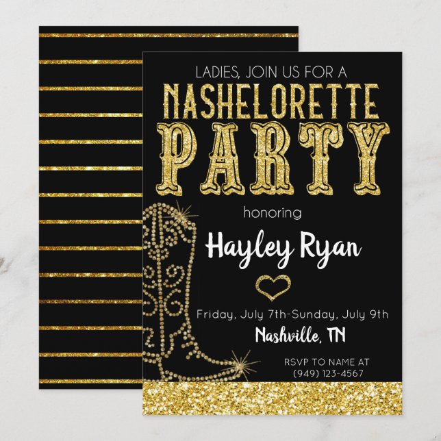 Nashelorette Bachelorette Nashville Invitation (Devant / Derrière)
