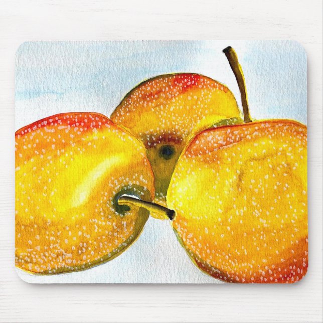 Nashi pear yellow watercolor fruit mouse pad (Front)