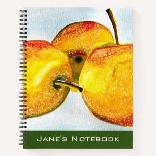 Nashi pear yellow watercolor fruit notebook