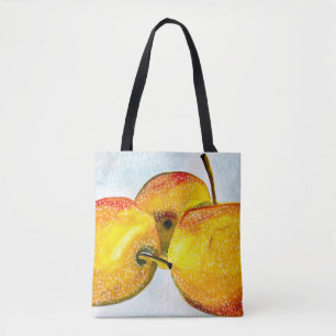 Nashi pear yellow watercolor fruit tote bag