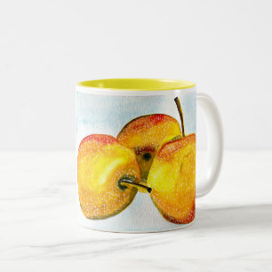 Nashi pears yellow watercolor fruit Two-Tone coffee mug
