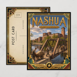 Nashua New Hampshire Vintage Art Deco Golden Age Postcard