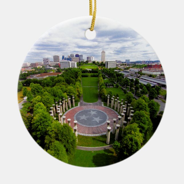 Nashville Aerial photo Ceramic Ornament (Front)