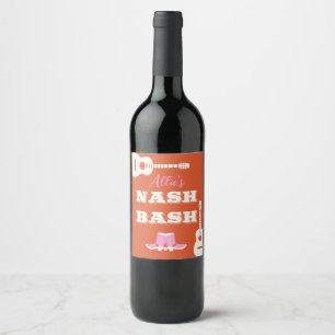 Nashville Bachelorette Étiquette de vin rose et or