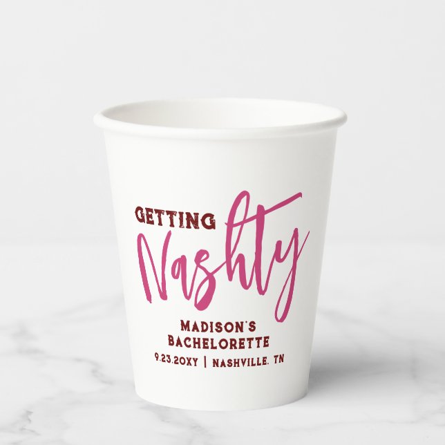 Nashville Bachelorette Get Nashty Personalized Paper Cups (Front)
