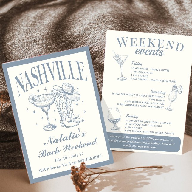 Nashville Bachelorette Rodeo Cocktail Itinerary Invitation (Creator Uploaded)