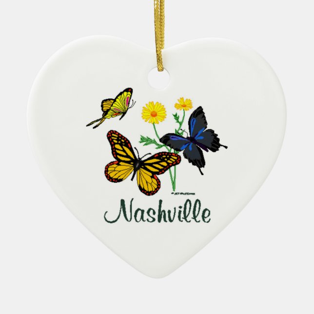 Nashville Butterflies Ceramic Ornament (Front)
