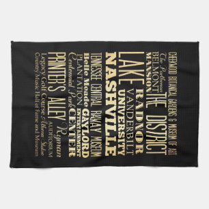 Nashville City of Tennessee State Typography Art Kitchen Towel