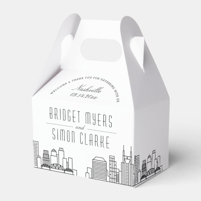 Nashville | City Skyline Wedding Favour Favor Box (Front Side)