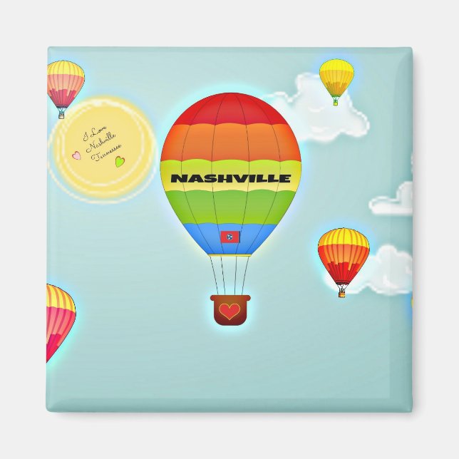 Nashville Colourful Hot Air Balloon Magnet (Front)