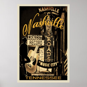 Nashville Downtown sur Broadway Poster