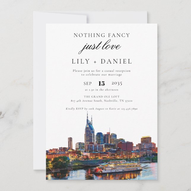 Nashville Elopement Wedding Reception Invitation (Front)