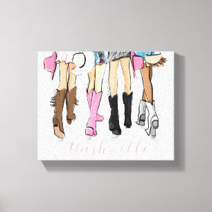 Nashville Fashion Illustration Cowboy Boots  Canvas Print