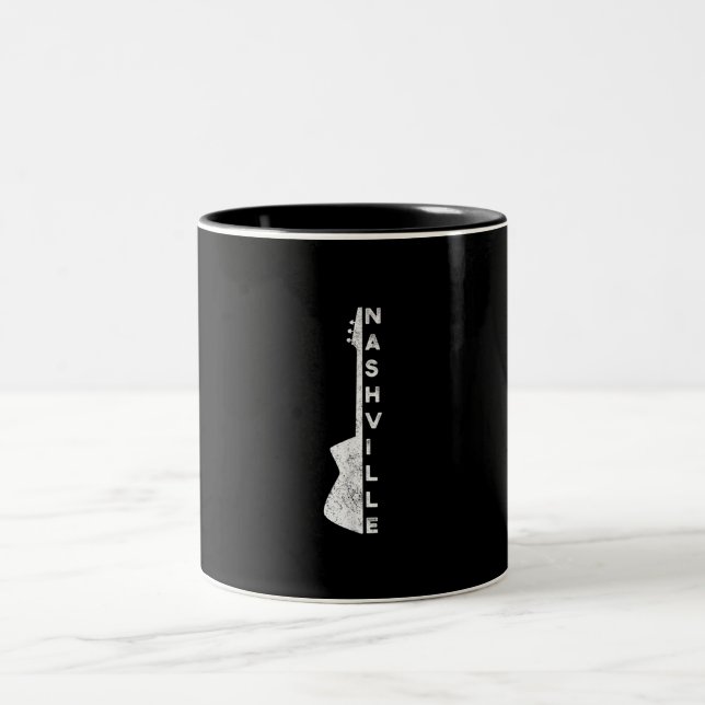 Nashville Guitar Country Music Lovers Gifts Two-Tone Coffee Mug (Center)