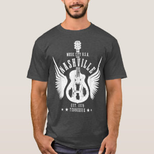 Nashville Guitar Tn Tennessee Country Music City V T-Shirt