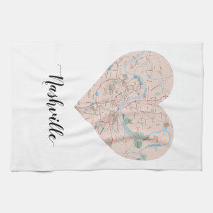 Nashville Heart Map Kitchen Towel