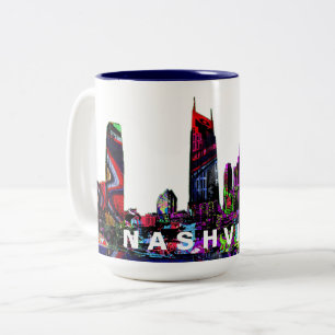 Nashville in graffiti Two-Tone coffee mug