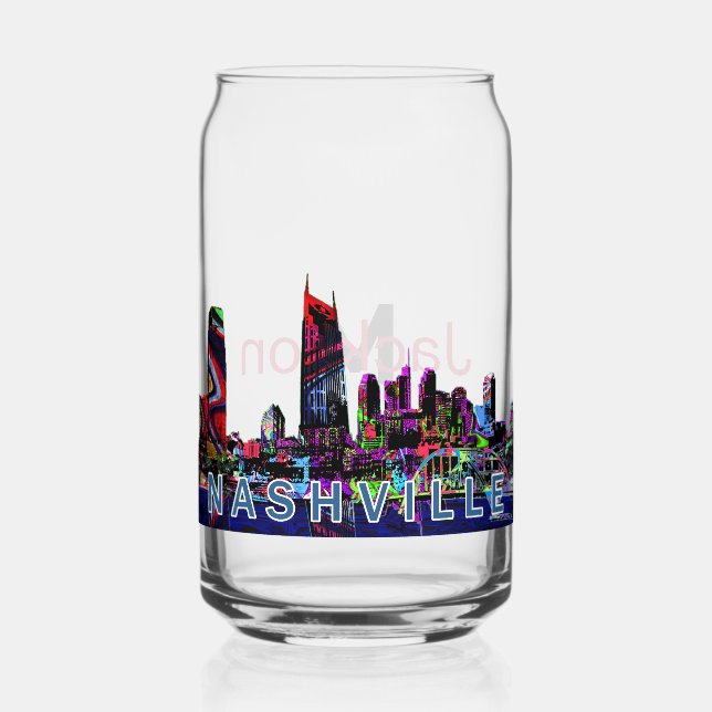 Nashville in graffiti with monogram  can glass (Front)