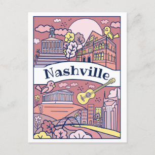 Nashville Landmarks Postcard - Pink
