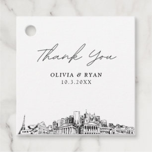 Nashville Landmarks Wedding Favour Tag