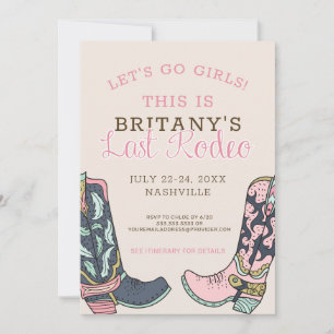 Nashville Last Rodeo Bachelorette Weekend Party Invitation