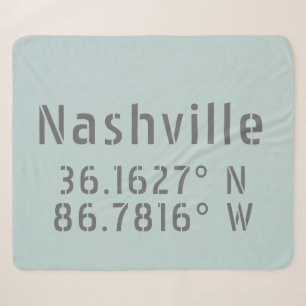 Nashville Latitude Longitude Sherpa Blanket