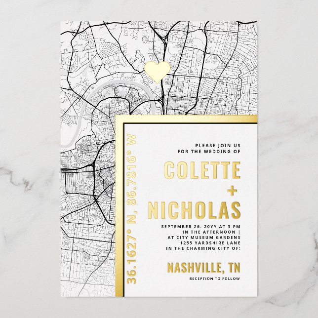 Nashville Love Locator | City Themed Wedding (Front)