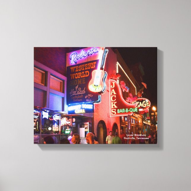 Nashville Lower Broadway Wrapped Canvas Prints (Front)