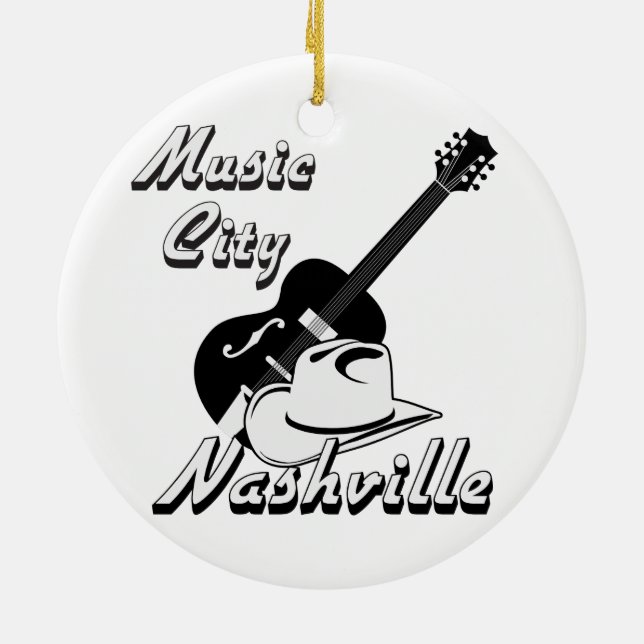 Nashville. Music city Ceramic Ornament (Back)