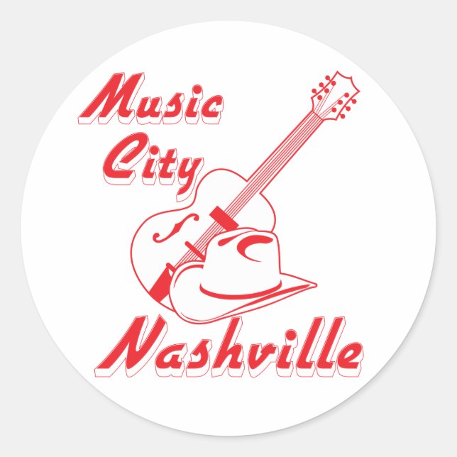 Nashville. Music city Classic Round Sticker (Front)