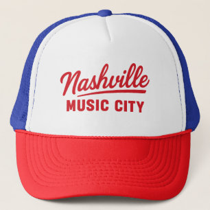 Nashville Music City Retro Red Glow Design – Trucker Hat