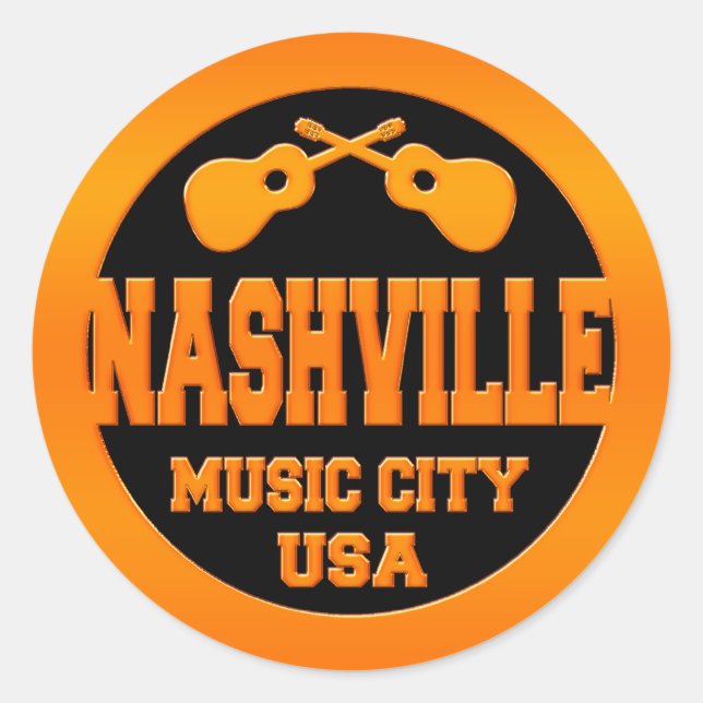 Nashville Music City USA Classic Round Sticker (Front)